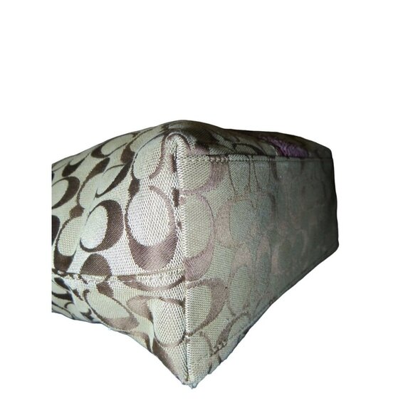 Coach Raspberry Pink & Tan Signature Logo Patent Python Embossed Leather Handbag - Picture 11 of 14